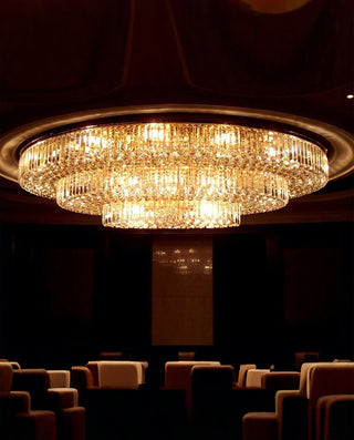 Three Tier Large Oval Flush Mount Chandelier for Hotel Hall 39"W 39"H