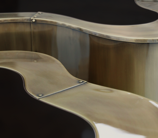 Luxury Hammered Brass Coffee Table with Wave Sculptural Design & Artisan Craftsmanship