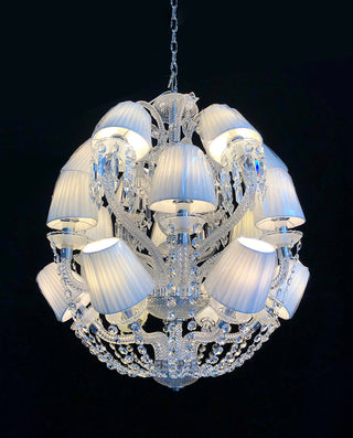 Custom Made Le Roi Soleil Chandelier 18 Lights Baccarat Crystal Chandelier with Fabric Shades