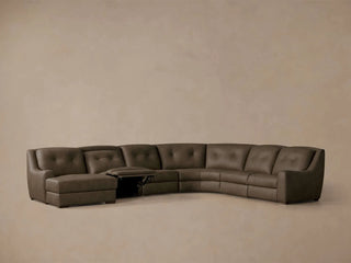 Perry Leather Six-Piece Motion Chaise Sectional