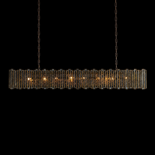 Moroccan-Inspired Antiqued Mirrored Glass Rectangular Chandelier
