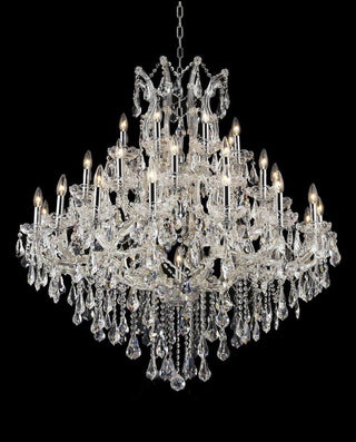 37 Lights Maria Theresa Chandelier 44 Inch Elegant Chrome Crystal Lighting