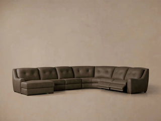 Perry Leather Six-Piece Motion Chaise Sectional