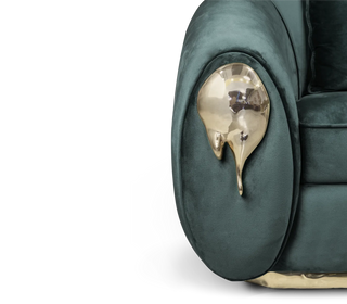 Luxury Sculptural Armchair with Polished Brass Accents & Vintage Contemporary Design