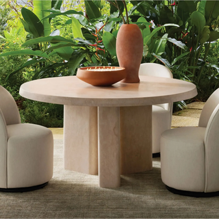 Cruz Outdoor Round Marble Dining Table - Modern Indonesian Natural Stone Patio Table