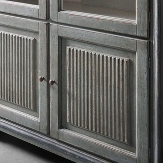 Giotto Antique Tall Display Cabinet Wood Side Storage Cabinet Bookcase with Glass Doors