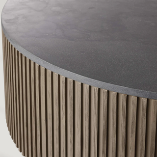 Finnley Round Coffee Table Stone Top Sofa Center Tea Table with Brass Base