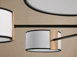 French-Inspired Black & White Fabric Round Chandelier