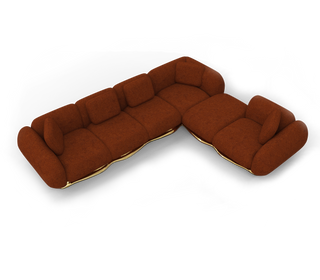 Luxury Modular Velvet Sofa with Polished Brass Base & Sculptural Masterpiece Design