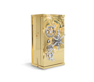 Luxury Collectible Vault Safe with Gold-Plated Finish & Secret Dial Lock System