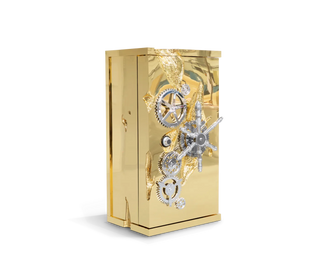 Luxury Collectible Vault Safe with Gold-Plated Finish & Secret Dial Lock System