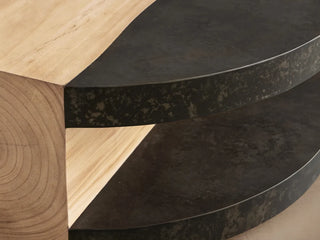 Almeria Round Coffee Table | Wood & Oxidized Steel Table