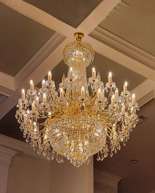59X69 Inch Large Gold Chandelier Elegant Crystal Chandelier Foyer Lighting