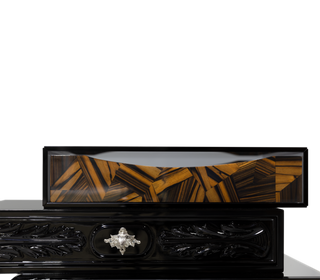 Luxury Chest of Drawers with Mixed Wood Finishes, Brass Details & Designer Storage