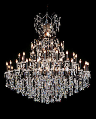 63x71 Inch Big Antique Wrought Iron Crystal Chandelier 48 Lights Luxury Bronze Foyer Lighting