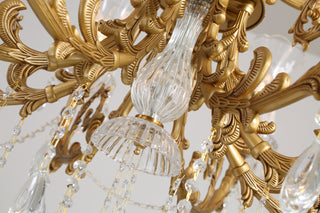 28X31 Inch 6 Lights Small Classical Candle Style Brass and Crystal Chandelier Lighting