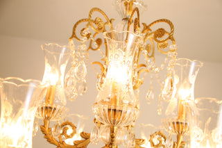 31X32 Inch 8 Lights Small Classical Candle Style Brass and Crystal Chandelier Lighting