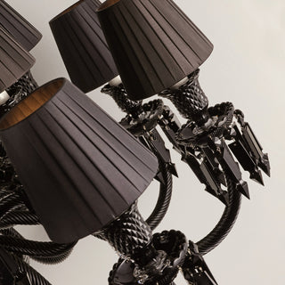 Baccarat Inspired 18 Lights Black Chandelier Lustre Baccarat Crystal Lighting with Lampshades