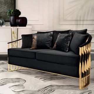 Luxury Velvet Armchair with Curved Sculptural Design & Gold Accent Base