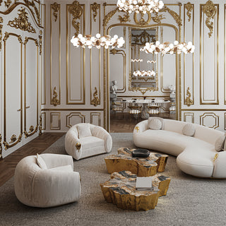 Luxury Sculptural Armchair with Polished Brass Accents & Vintage Contemporary Design
