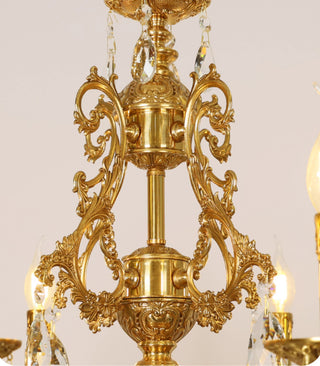 31X31 Inch 8 Lights Small Candle Style Brass and Crystal Chandelier Lighting for Living Room
