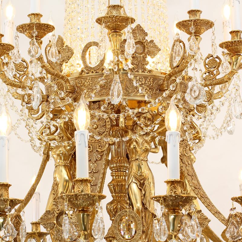 51X67 Inch 42 Lights Big French Empire Brass and Crystal Chandelier for Foyer