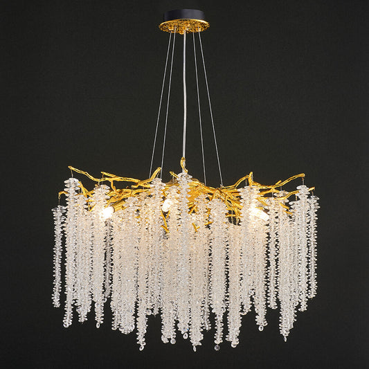 24-40 Inch Modern Crystal Chandelier Gold Tree Branch Chandelier for Living Room