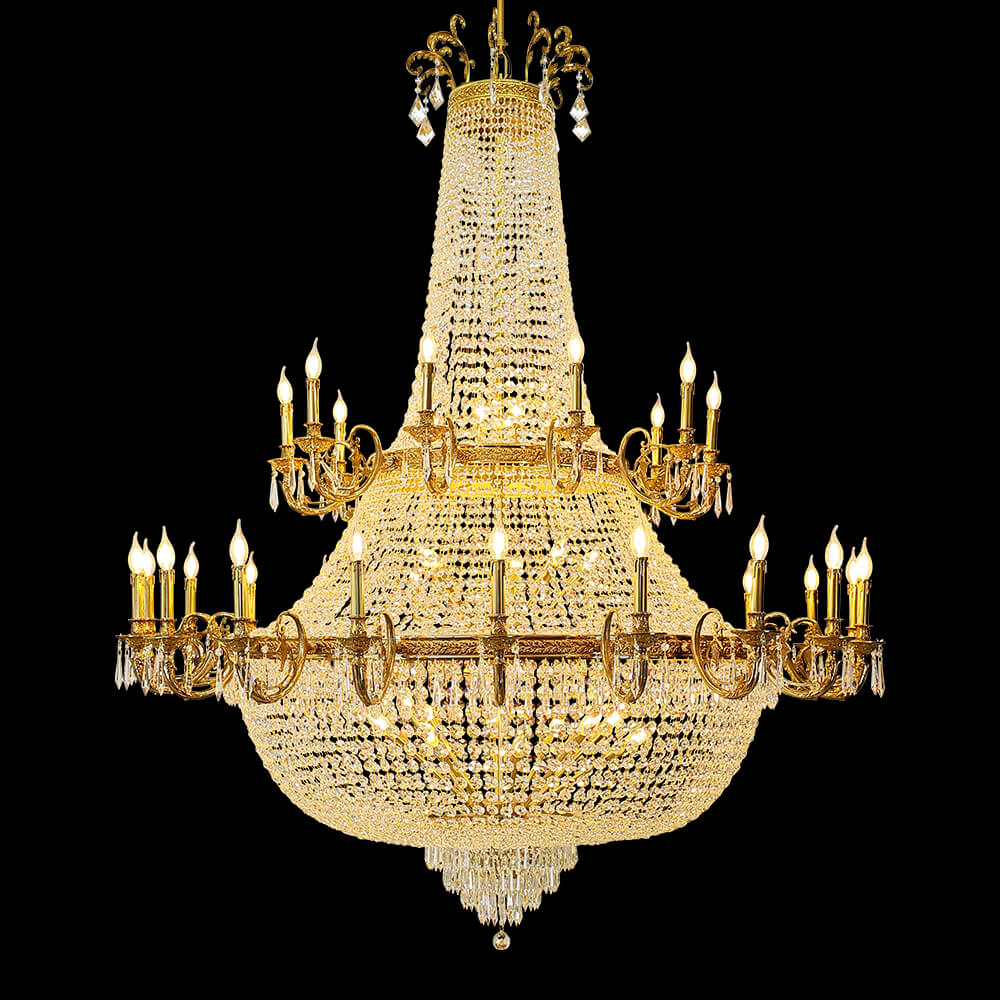 71X83 Inch Huge Antique Empire Brass Crystal Chandelier for high Ceiling Foyer