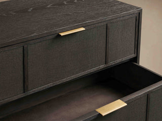 Olina 6-Drawer Dresser Textured Raffia Solid Oak Wood Brass Pulls