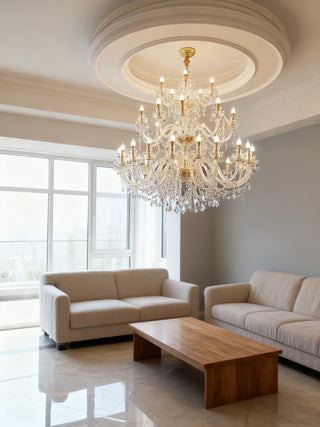 37 Lights Maria Theresa Chandelier 44 Inch Elegant Gold Crystal Lighting