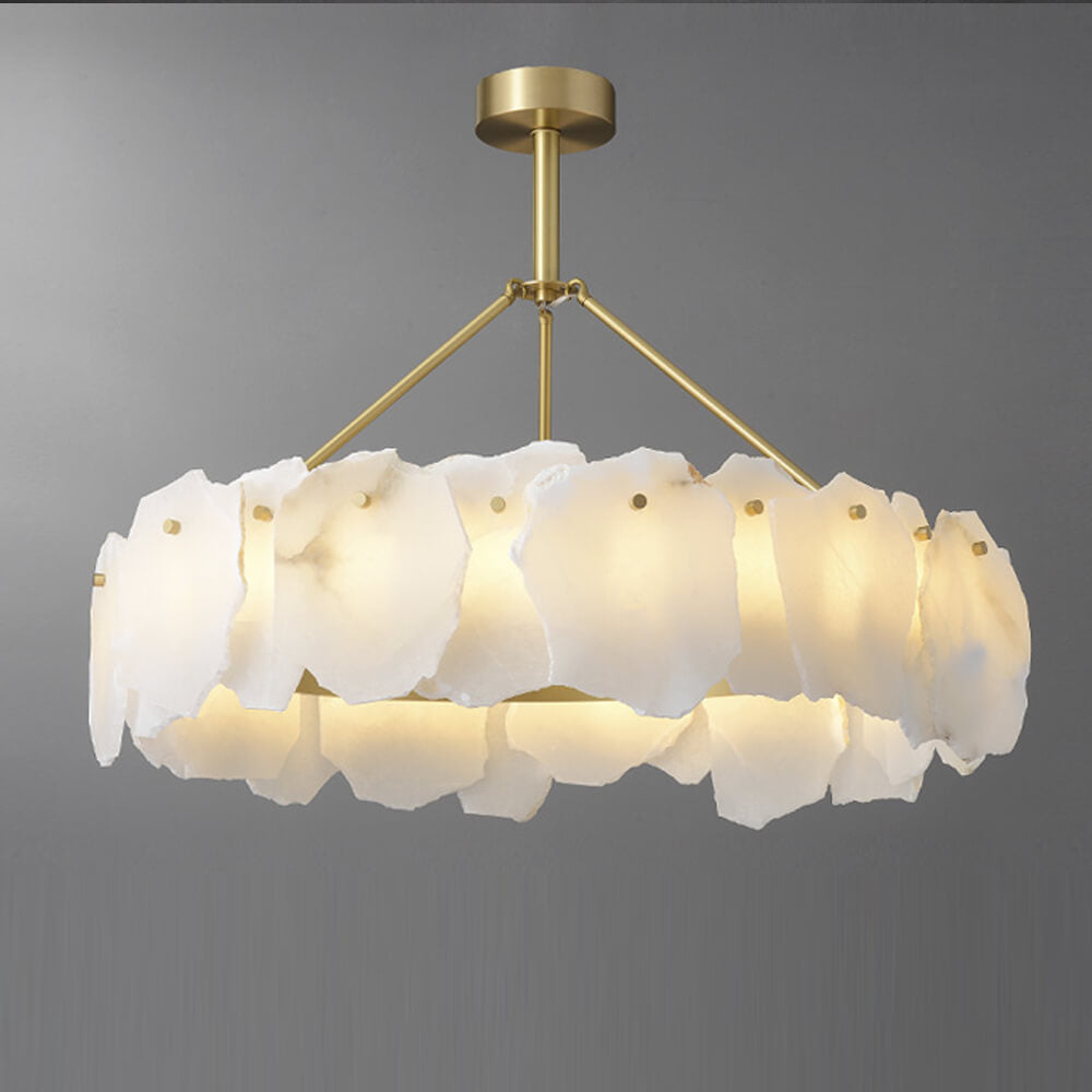 24''/ 31.5''/ 40'' Round Chandelier Modern Halo Alabaster Lighting for Bedroom