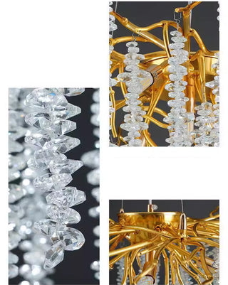 48-72 Inch Modern Linear Crystal Chandelier for Dining Room Gold Tree Branch Chandelier