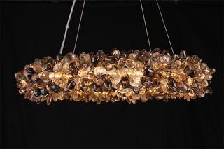Multiple Size Modern Smoky Rock Crystal Halo LED Chandelier Pendant Light
