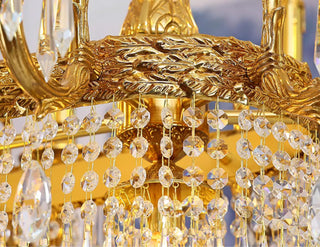 59 Inch Linear Chandelier French Empire Style Brass and Crystal Dining Chandelier