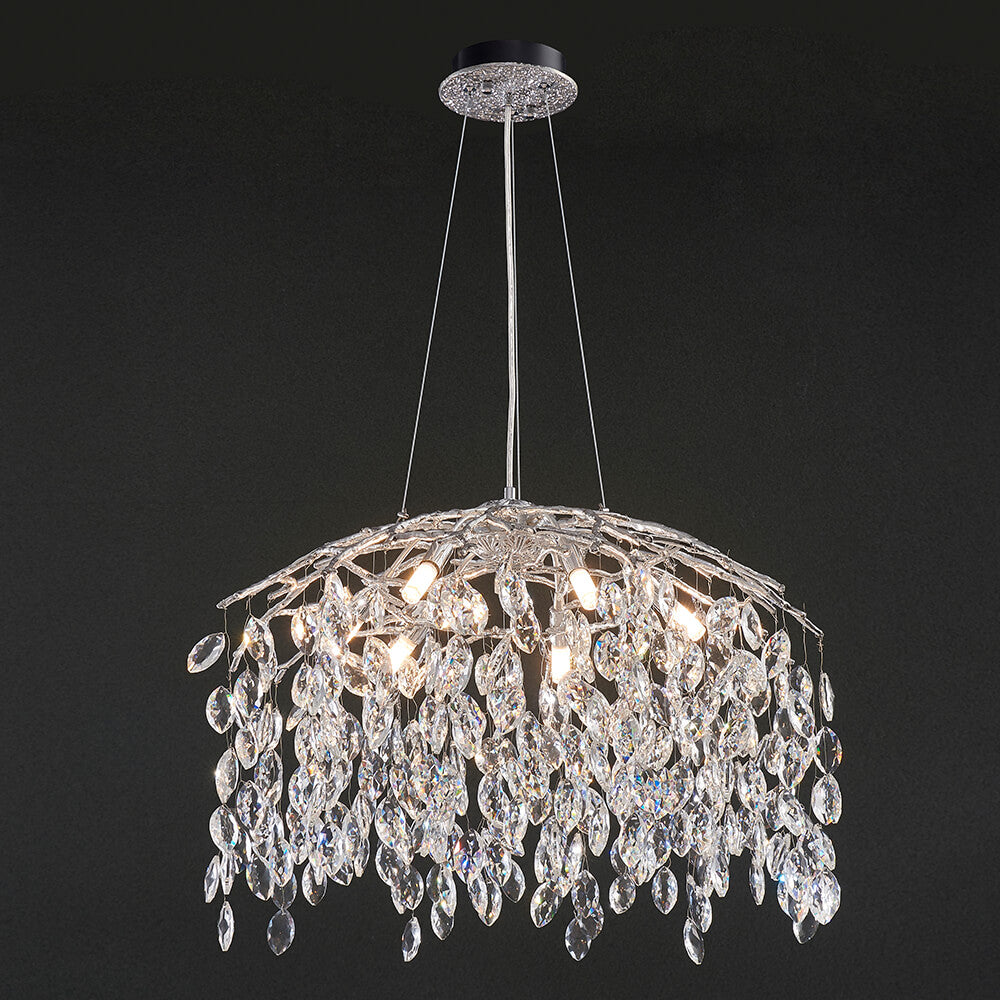 24-40 Inch Silver Tree Branch Chandelier Modern K9 Crystal Chandelier Lighting