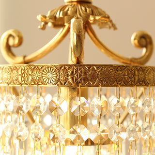 8 Inch Mini Chandelier Antique Brass and Crystal Chandelier for Kitchen