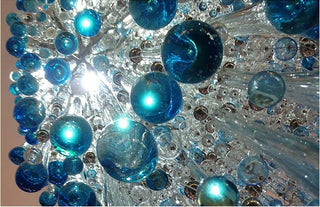 63 Inch Long Staircase Chandelier Modern Blue Teardrop Glass Chandelier for High Ceilings