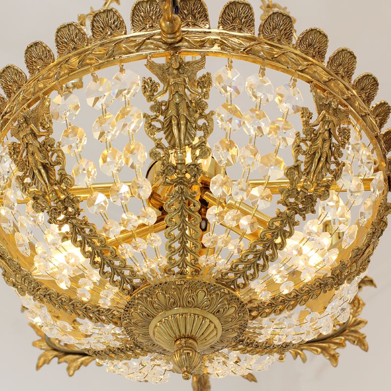 47X31 Inch 20 Lights French Empire Style Brass and Crystal Chandelier Light