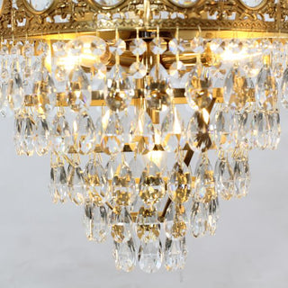 15 Inch Small Crystal Light French Empire Style Brass Crystal Chandelier