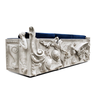 Luxury Versailles Inspired Sofa with Sculpted Resin Wood Frame, Velvet Pillows & Acrylic Legs