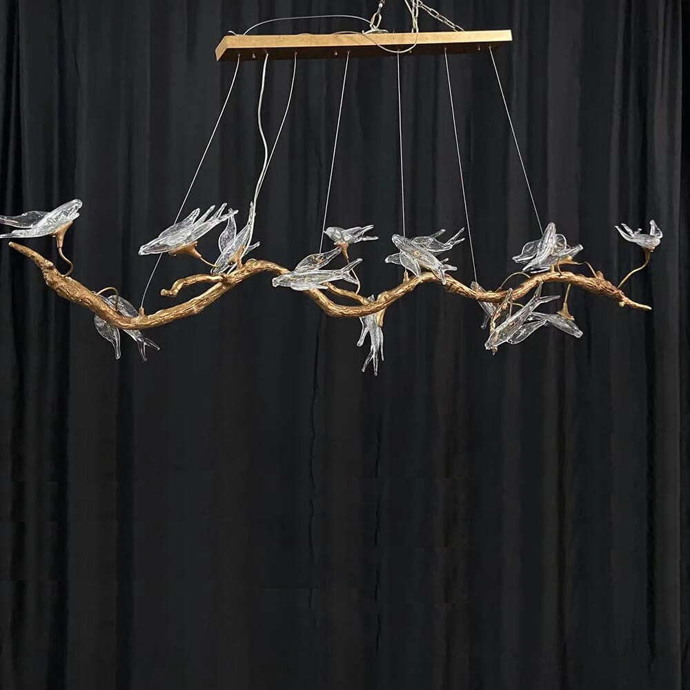 48-72 Inch Linear Chandelier Stylish Glass Bird Chandelier Lighting for Dining Room