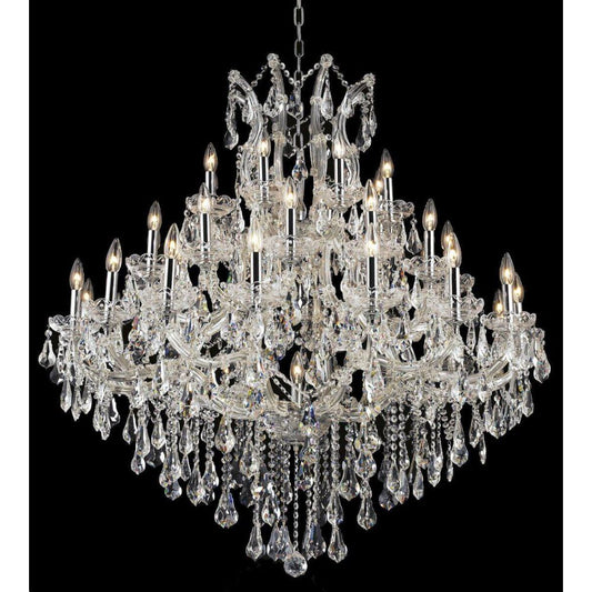 37 Lights Maria Theresa Chandelier 44 Inch Elegant Chrome Crystal Lighting