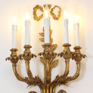 40 Inch Tall Brass Wall Sconce 5 Lights Retro Copper Wall Lamp