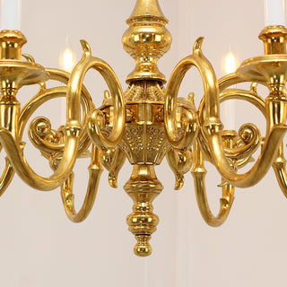 35X18 Inch 8 Lights Vintage French Gold Brass Chandelier for Master Bedroom