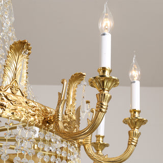 31'' W x 33'' H Small Antique Brass and Crystal Chandelier Lighting