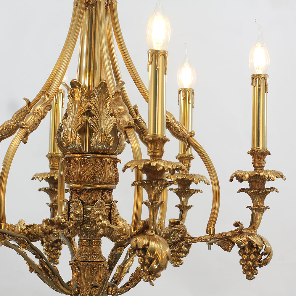 26X30 Inch 6 Lights Small Baroque Style Antique Copper Chandelier