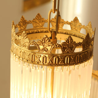 Small Modern Art Deco Brass and Glass Chandelier 19'' W x 27'' H