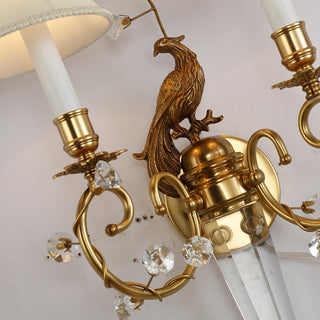 2 Lights French Retro Brass Wall Sconce Antique Bird Wall Lamp