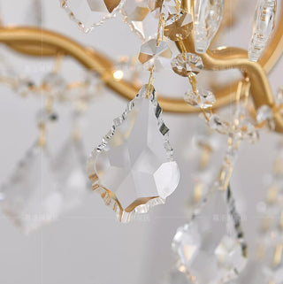 6 Lights Candle Style Brass Chandelier Gold Bedroom Crystal Chandelier