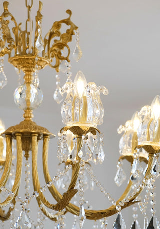 31X27 Inch 8 Lights Candle Style Traditional Chandelier Small Antique Brass and Crystal Chandelier